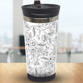 Kendin Boya Çiçekli Çelik Termos Bardak online tasarla