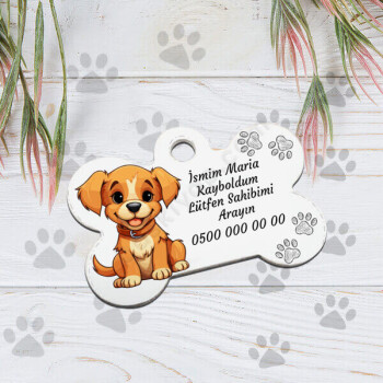 Kendin Tasarla Kemik Şekilli Köpek İsim Künyesi online tasarla
