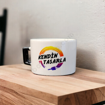 Kendin Tasarla Siyah Kulplu Baskılı Fincan online tasarla
