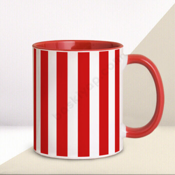 Kırmızı Beyaz Çizgili Kupa Bardak online tasarla