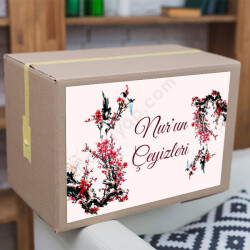 Kırmızı Çiçekli Çeyiz Etiketi online tasarla