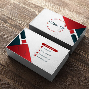 Kırmızı- Gri Standart Kartvizit Tasarımı online tasarla