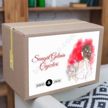 Kırmızı Soft Çeyiz Etiketi online tasarla