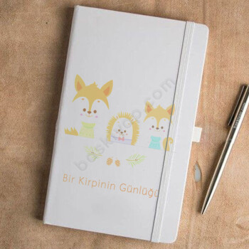 Kirpi Tasarımlı Beyaz Ajanda online tasarla