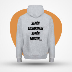 Kişiye Özel Arkası Baskılı Gri Sweatshirt (Hoodie) online tasarla