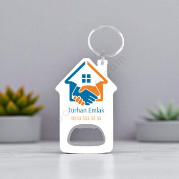 Kişiye Özel Ev Şekilli Metal Açacak Anahtarlık online tasarla