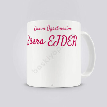 Kişiye Özel Kaktüs Desenli Canım Öğretmenim Tasarımlı Kupa online tasarla