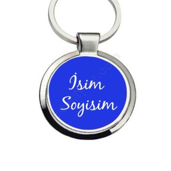 Kişiye Özel Mavi Daire Anahtarlık online tasarla