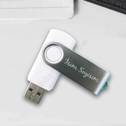 Kişiye Özel Plastik Metal Beyaz Flash Bellek online tasarla