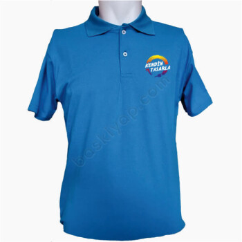 Kişiye Özel Polo Yaka Turkuaz Tişört online tasarla