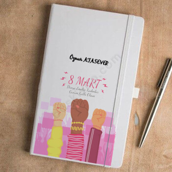 Kişiye Özel Tarihsiz Beyaz Ajanda Kadınlar Günü Temalı online tasarla