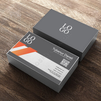 Kişiye Özel Turuncu Gri Renklerde Kurumsal Kartvizit online tasarla