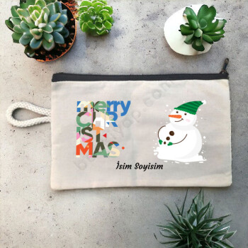 Kişiye Özel Yeni Yıl Temalı Baskılı Bez Kalemlik online tasarla