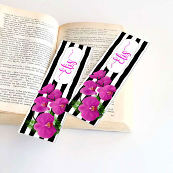 Pembe Çiçekli Kitap Ayracı online tasarla