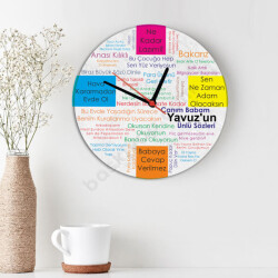 Klasik Baba Sözleri Temalı Ahşap Daire Duvar Saati online tasarla