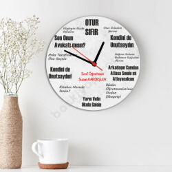 Klasik Öğretmen Sözleri Temalı Ahşap Daire Duvar Saati online tasarla