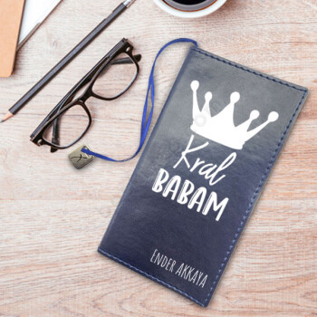 Kral Babalara Özel Lacivert Suni Deri Not Defteri online tasarla