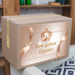 Kraliçe Taçlı Turuncu Çeyiz Etiketi online tasarla