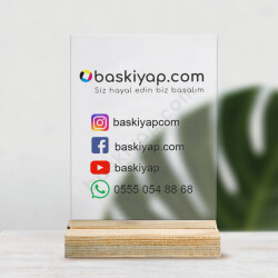 Kurumsal Reklamlı Kişiye Özel Pleksi Masaüstü Stand online tasarla