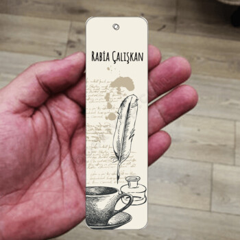 Kuş Tüyü Tasarımlı Metal Kitap Ayracı online tasarla