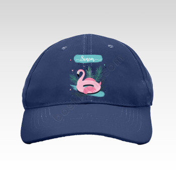 Flamingo Baskılı Lacivert Bez Şapka online tasarla