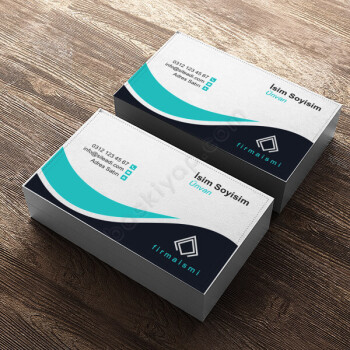 Lacivert-Turkuaz Renklerde Kurumsal Tek Yön Kartvizit online tasarla