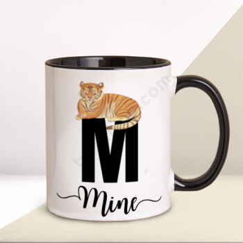 M Harfi Kaplan Tasarımlı Siyah Kupa Bardak online tasarla