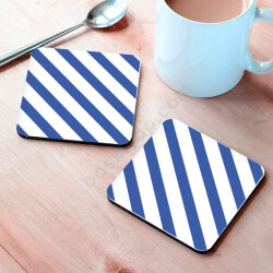 Mavi Çizgiler Tasarım Bardak Altlığı online tasarla