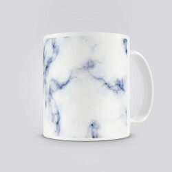 Mavi Detaylı Mermer Desenli Kupa Bardak online tasarla