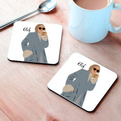 Mavi Montlu Kız Tasarım Bardak Altlığı online tasarla