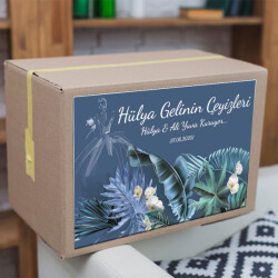 Mavi Şık Çeyiz Etiketi online tasarla