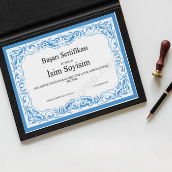 Mavi Temalı Başarı Sertifikası online tasarla