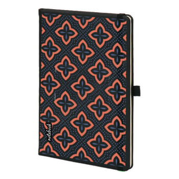 Mavi Turuncu Desenli Siyah Ajanda online tasarla