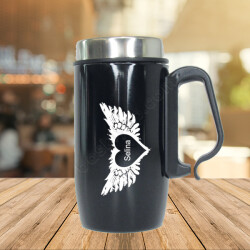 Melek Kanadı Ve Kalp Tasarımlı Termos online tasarla