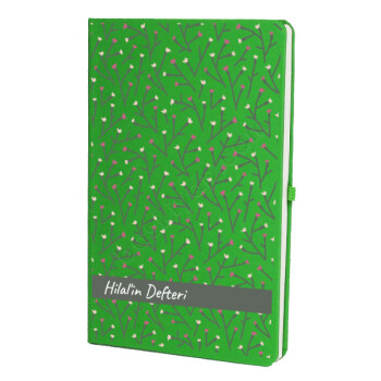 Minik Çiçekli Yeşil Ajanda online tasarla