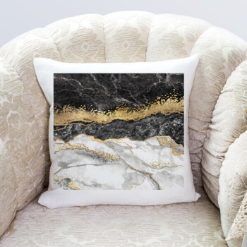 Modern Siyah Beyaz Altın Mermer Motifli Baskılı Yastık Kılıfı online tasarla