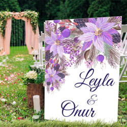 Mor Çiçekler Ayaklı Pano online tasarla