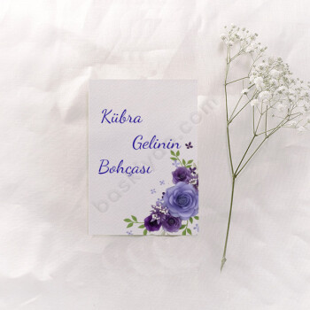 Mor Güllü Bohça Kartı online tasarla