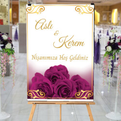 Mor Güllü Nişan Afişi online tasarla