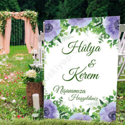 Mor Şık Çiçekli Ayaklı Pano online tasarla