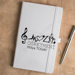 Müzik Öğretmenine Özel Tasarım Beyaz Ajanda online tasarla