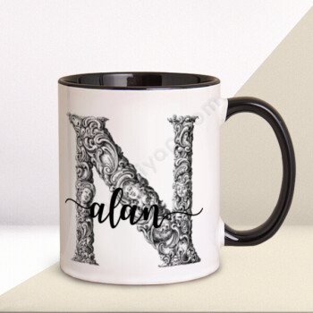 N Harfi Siyah Kupa Bardak online tasarla