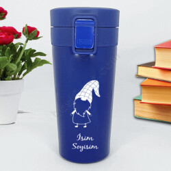 Noel Baba Tasarımlı Mavi Termos online tasarla