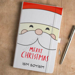 Noel Baba Tasarımlı Beyaz Ajanda online tasarla