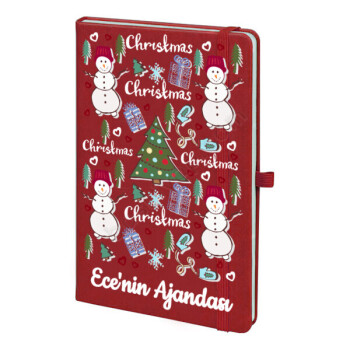 Christmas Tasarımlı Kırmızı Ajanda online tasarla