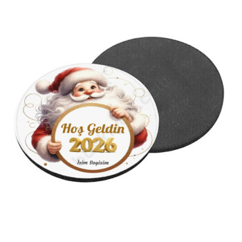 Noel Baba Tasarımlı Kişiye Özel Yuvarlak Bardak Altlığı online tasarla