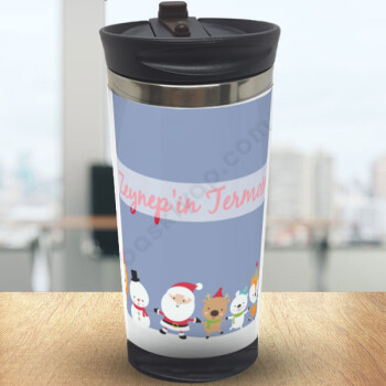 Noel Baba Ve Arkadaşları Çelik Termos online tasarla