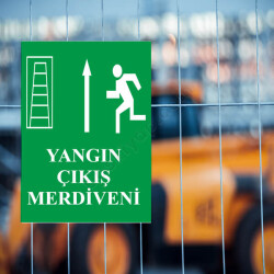 Yangın Çıkış Merdiveni Yukarı Yön Levha online tasarla