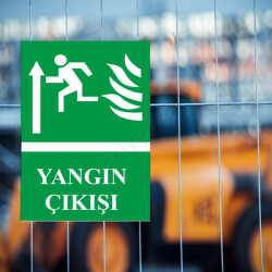 Yangın Çıkışı Yukarı Yön Levha online tasarla