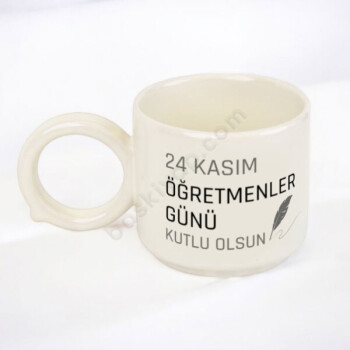 Öğretmenim İçin Yuvarlak Kulplu Kişiye Özel Fincan Kupa online tasarla